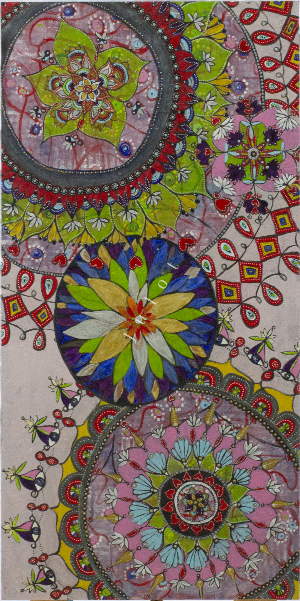 Persoonlijke mandala Kleurrijke mandala-achtige patronen met bloemen en abstracte vormen.